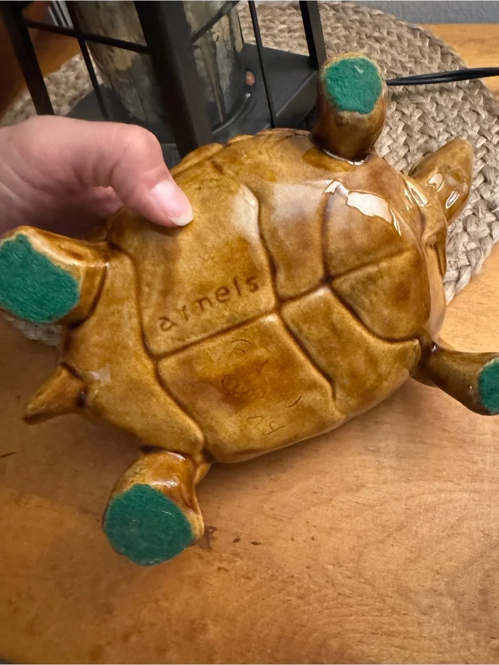 Ceramic Turtle Accent Figurine - Brown Glazed Home Accent